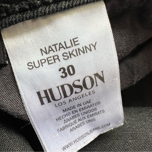 HUDSON Jeans Natalie Super Skinny Raw Hem Black Stone Wash Jeans Size 30 - Picture 11 of 13
